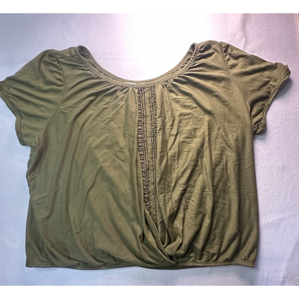 Cato Women's Sleeveless Ruffle Top Size 26/28 Blue/Green Tunic Drawstring Waist